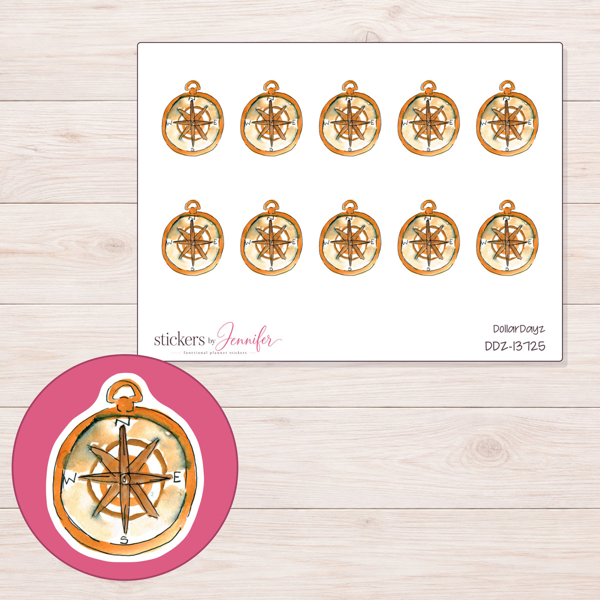 DDZ-13725 planner sticker sheet with enlarged sticker detail