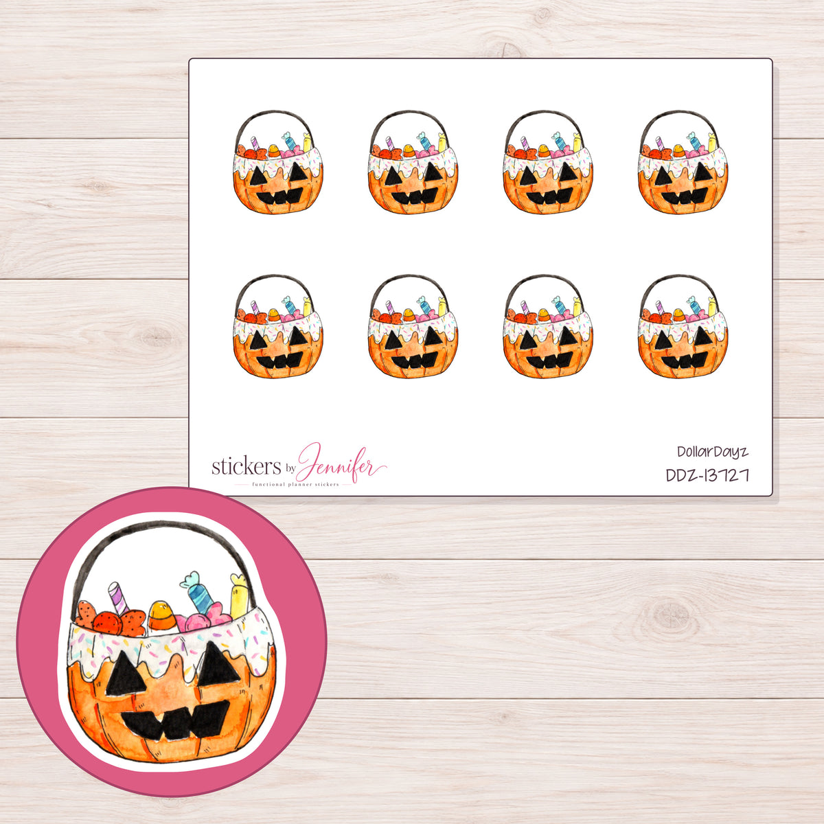 DDZ-13727 planner sticker sheet with enlarged sticker detail
