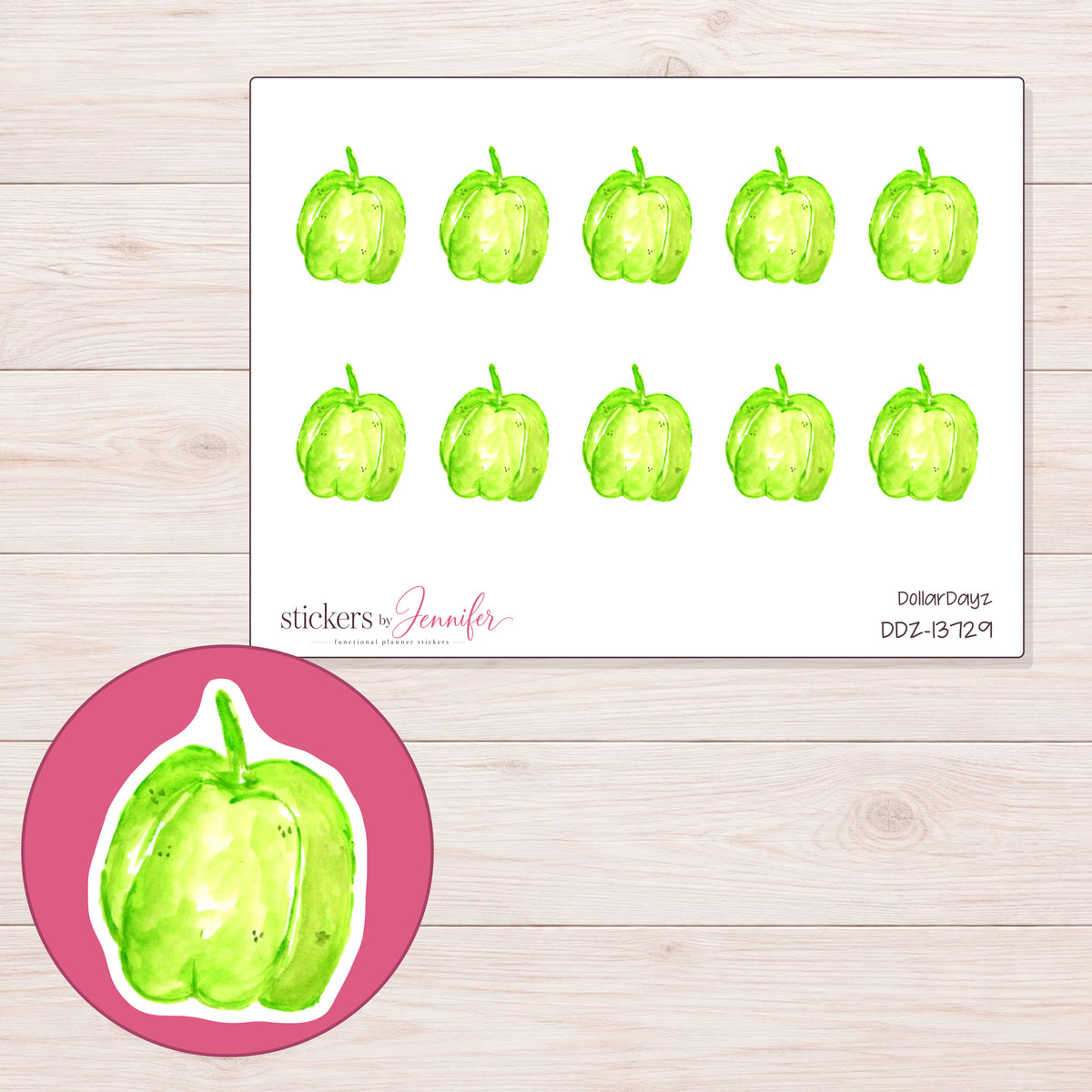 DDZ-13729 planner sticker sheet with enlarged sticker detail