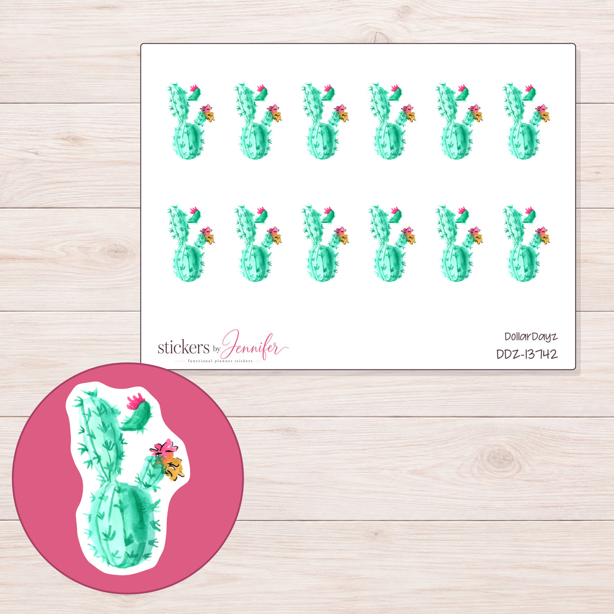 DDZ-13742 planner sticker sheet with enlarged sticker detail