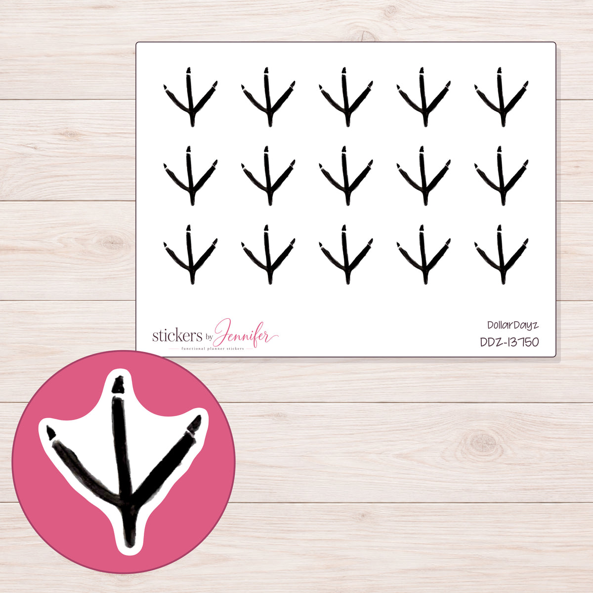 DDZ-13750 planner sticker sheet with enlarged sticker detail