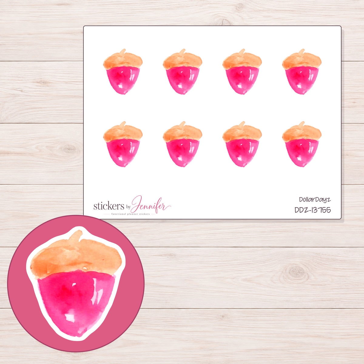 DDZ-13755 planner sticker sheet with enlarged sticker detail