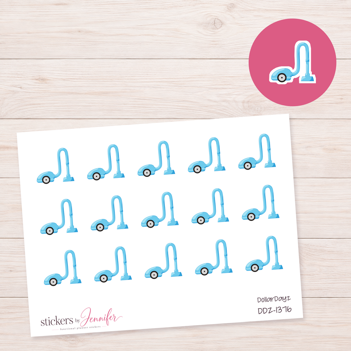 Sky Blue Vacuum Cleaner Planner Stickers | DDZ-1376