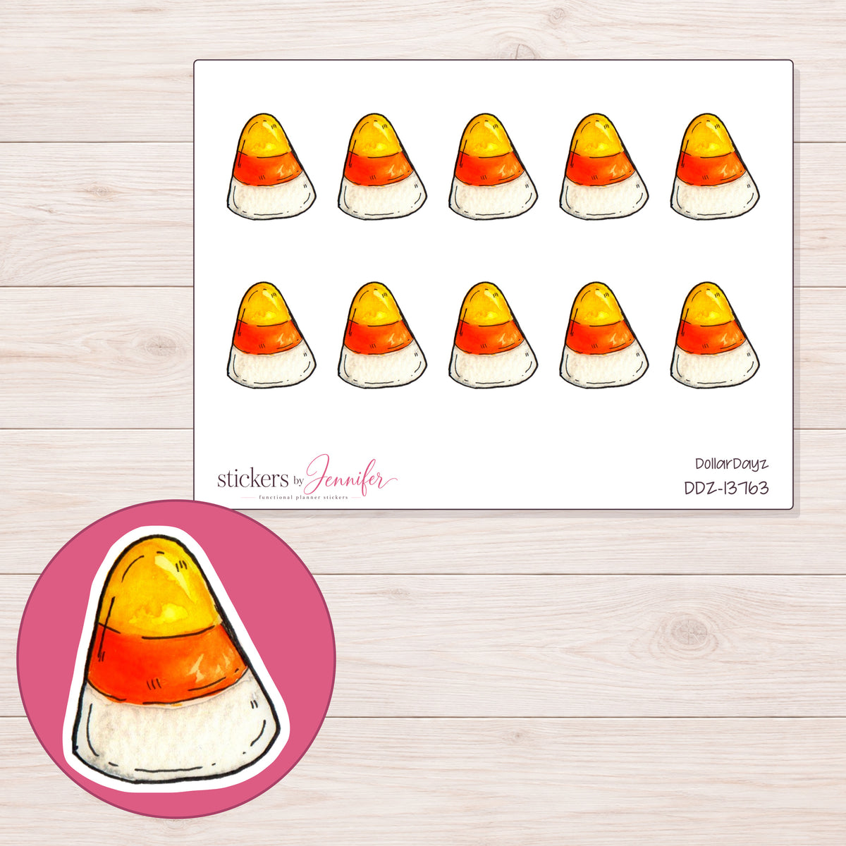 DDZ-13763 planner sticker sheet with enlarged sticker detail