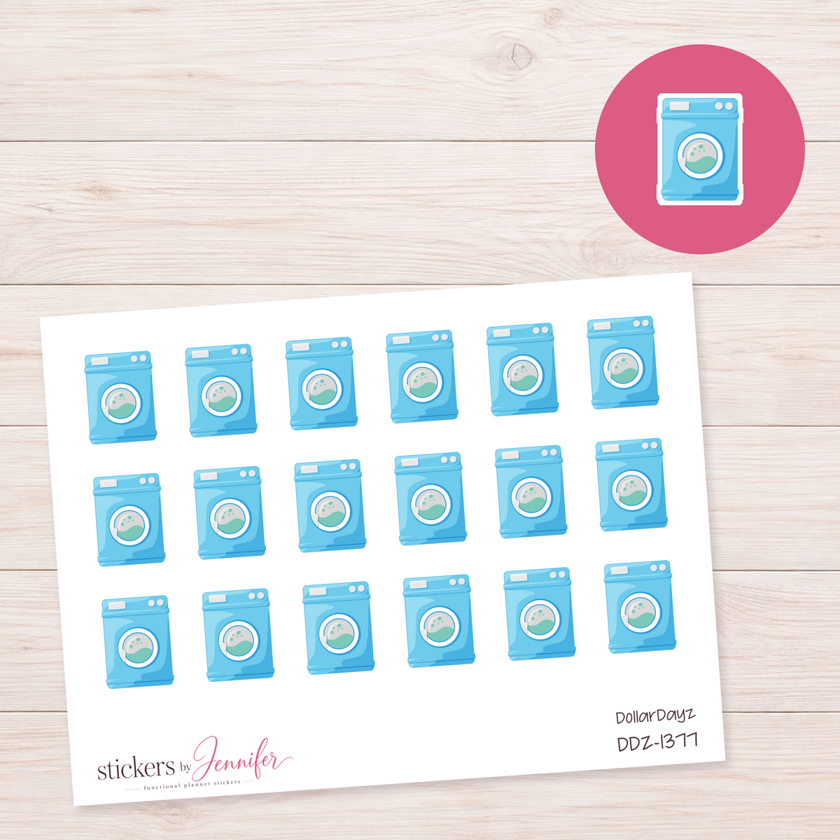 Sky Blue Washing Machine Planner Stickers | DDZ-1377