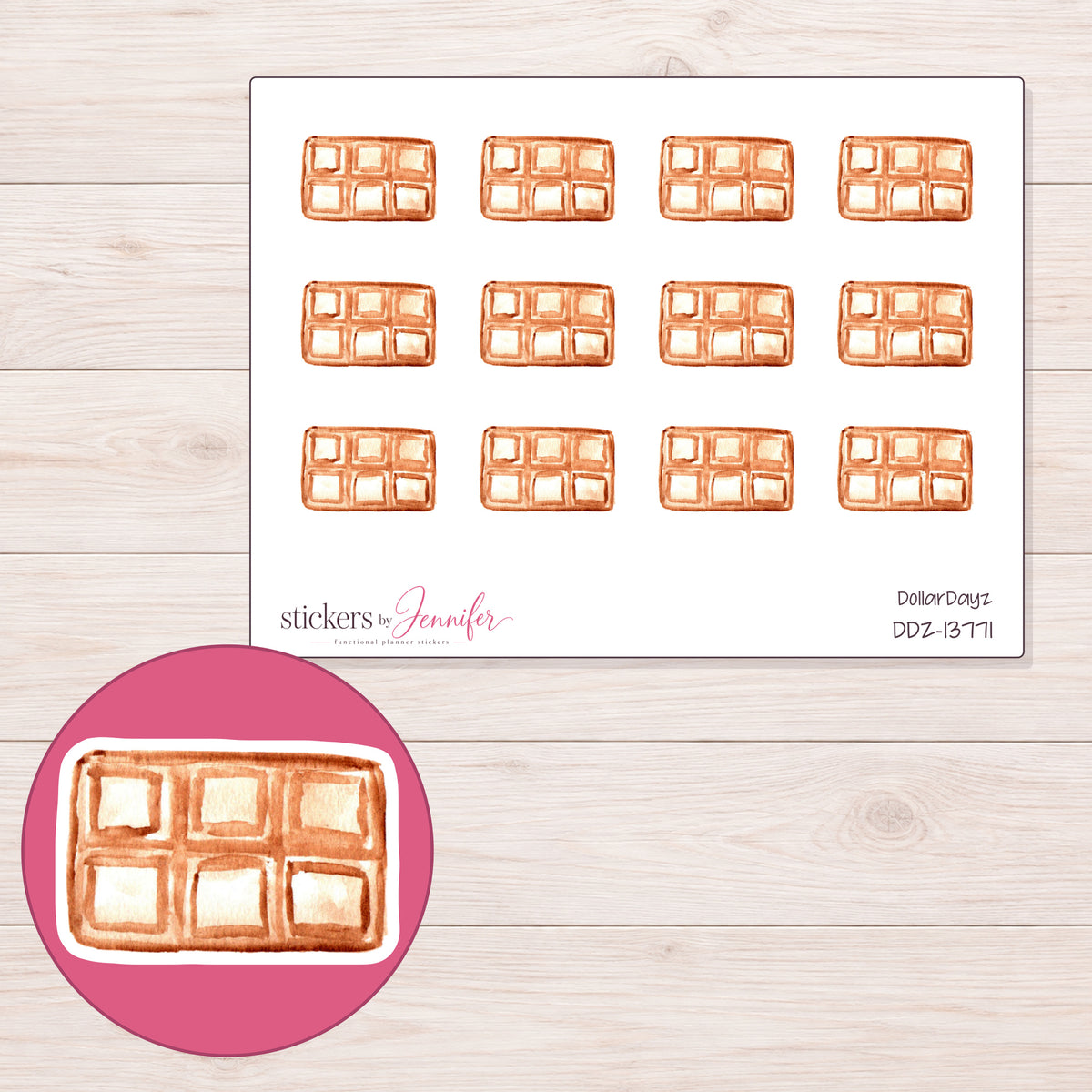 DDZ-13771 planner sticker sheet with enlarged sticker detail