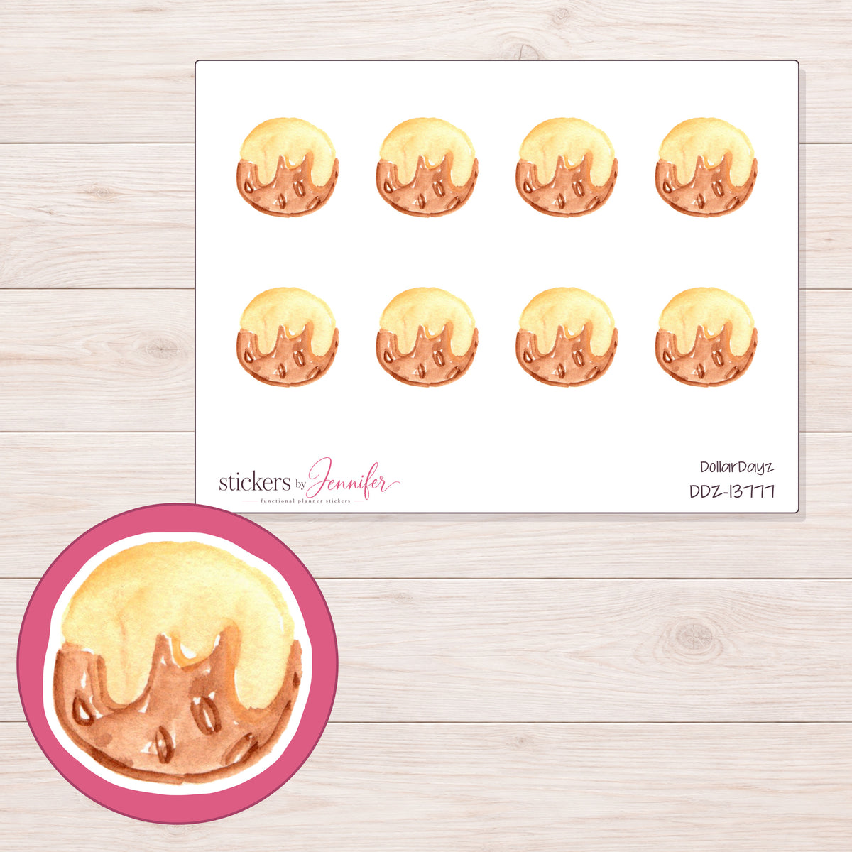 DDZ-13777 planner sticker sheet with enlarged sticker detail