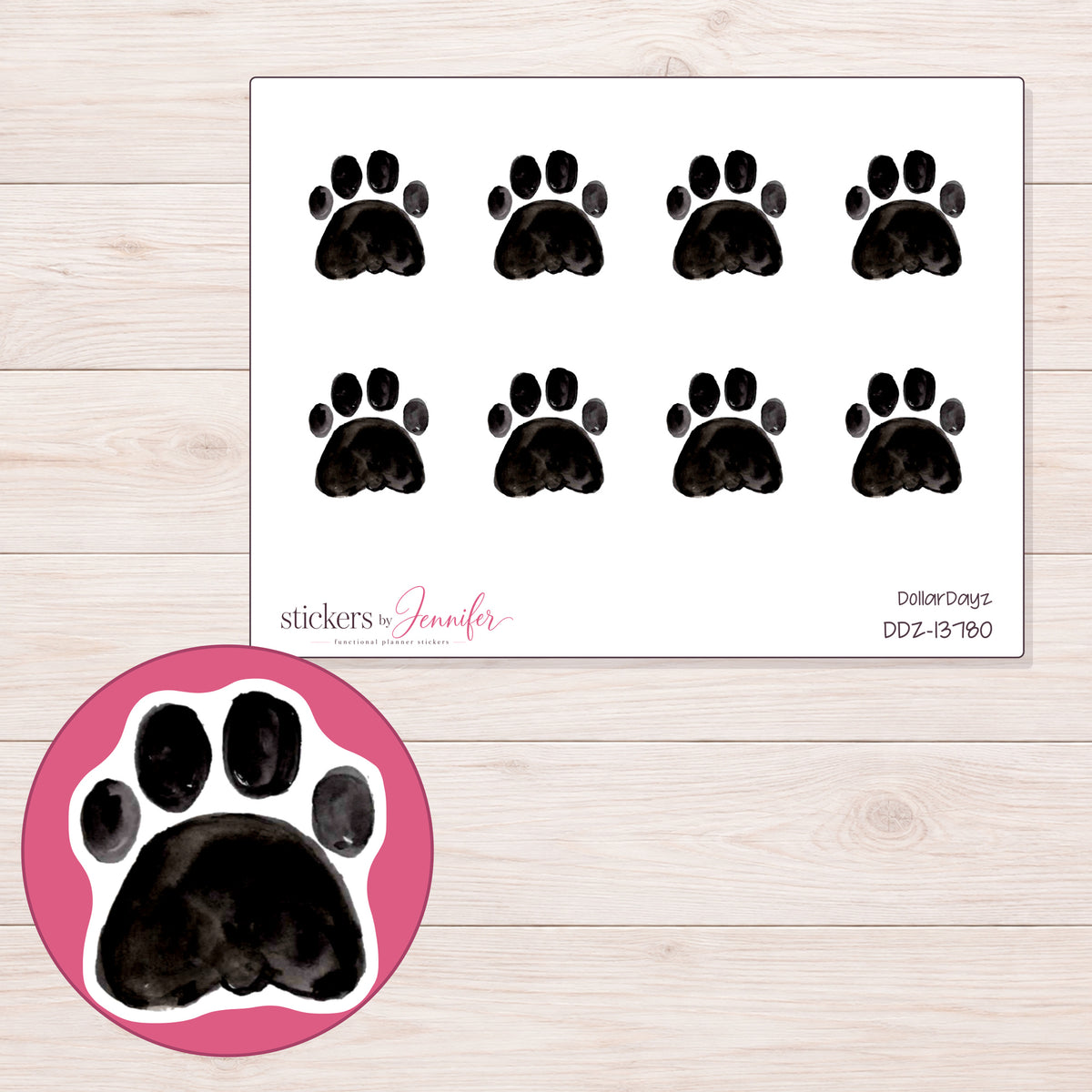 DDZ-13780 planner sticker sheet with enlarged sticker detail