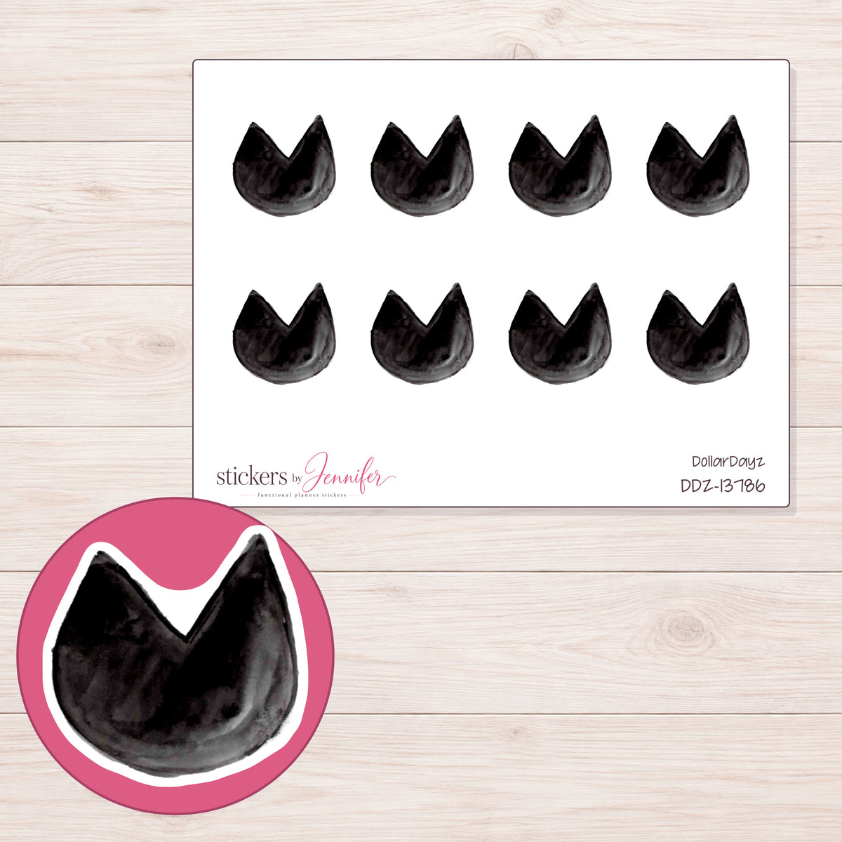 DDZ-13786 planner sticker sheet with enlarged sticker detail