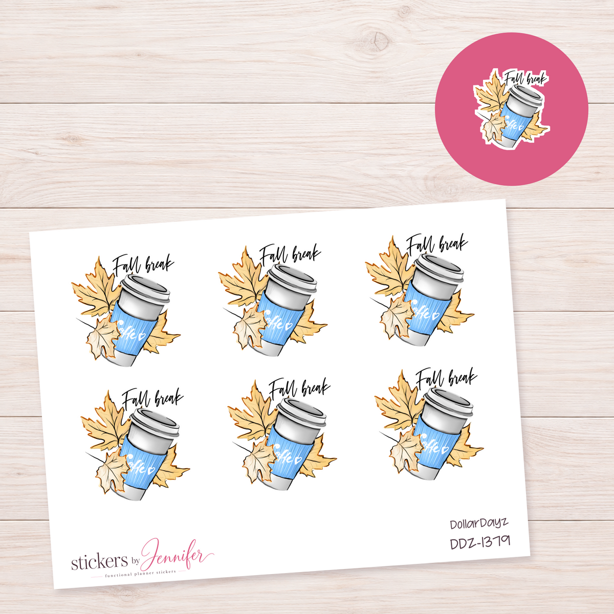 Fall Break Coffee Planner Stickers | DDZ-1379