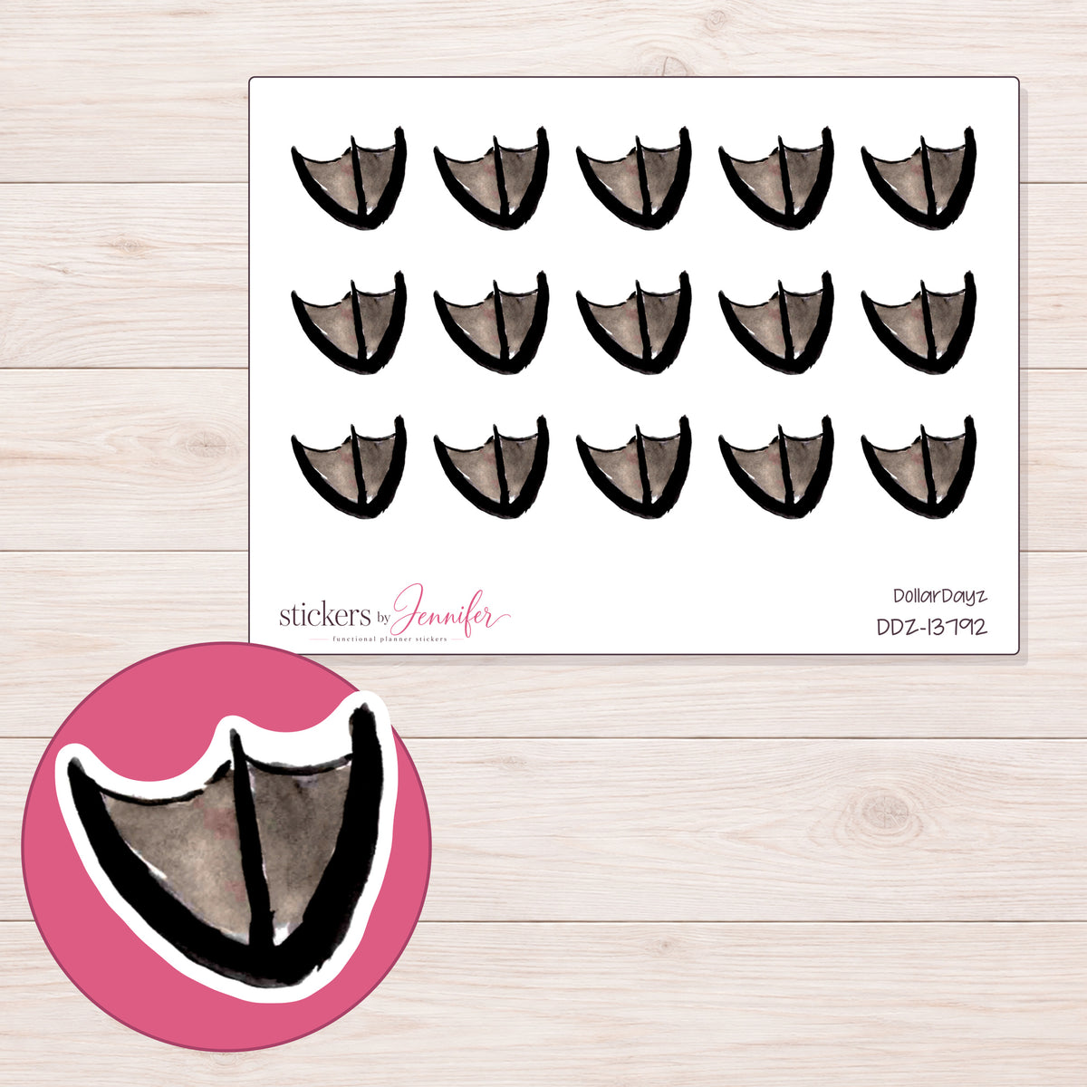 DDZ-13792 planner sticker sheet with enlarged sticker detail