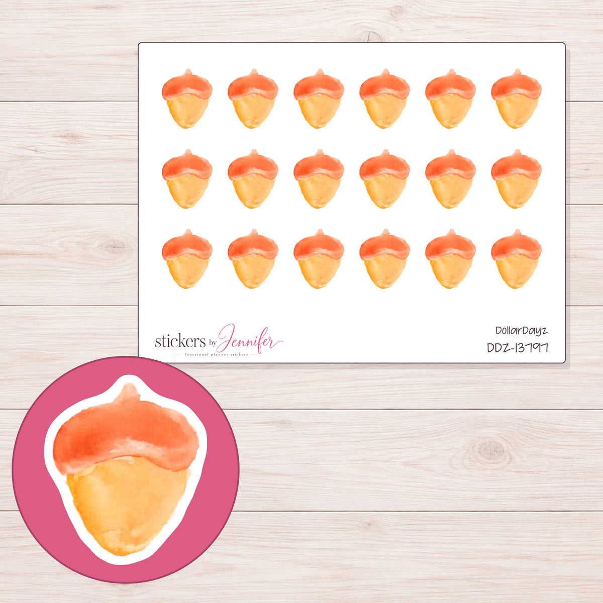 DDZ-13797 planner sticker sheet with enlarged sticker detail