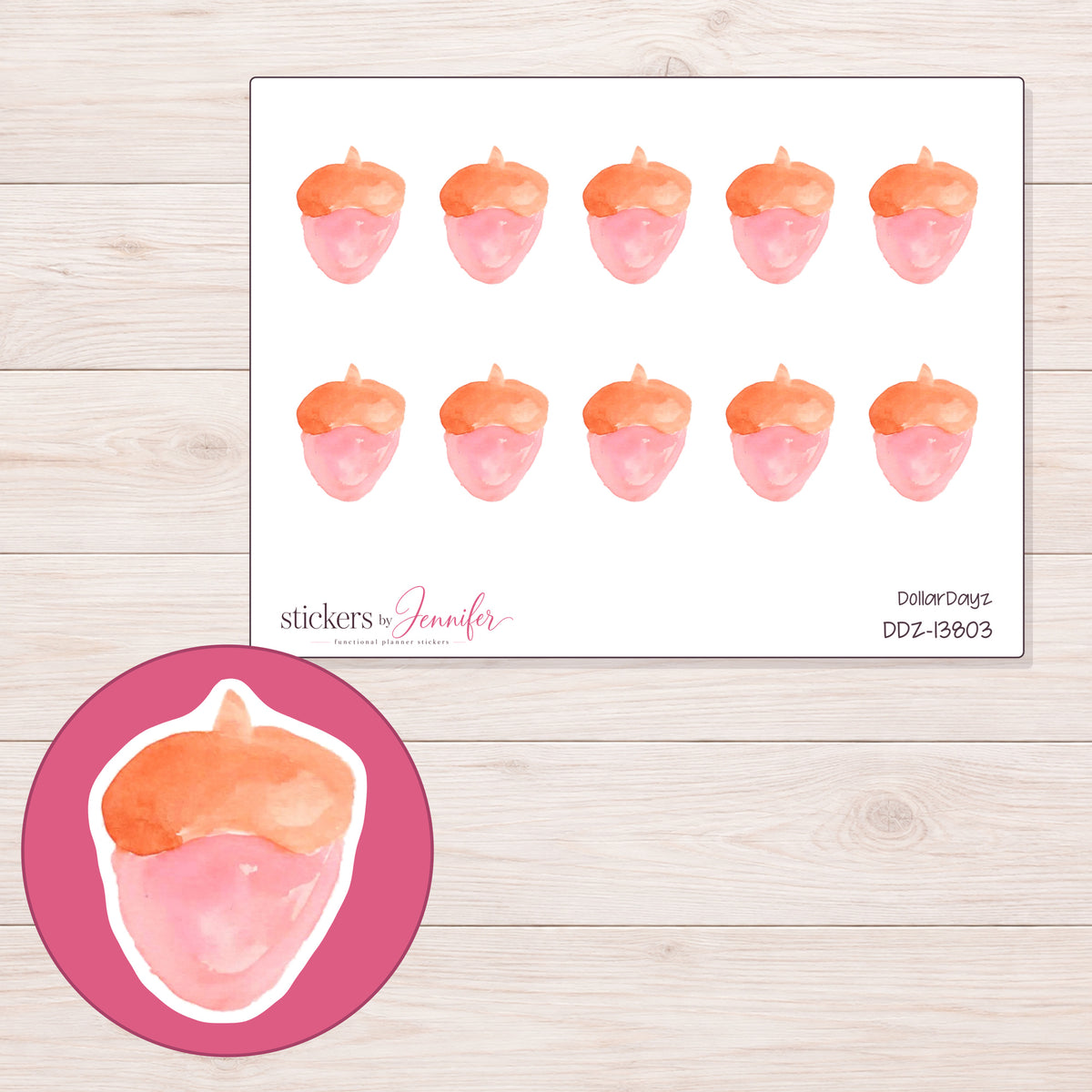 DDZ-13803 planner sticker sheet with enlarged sticker detail