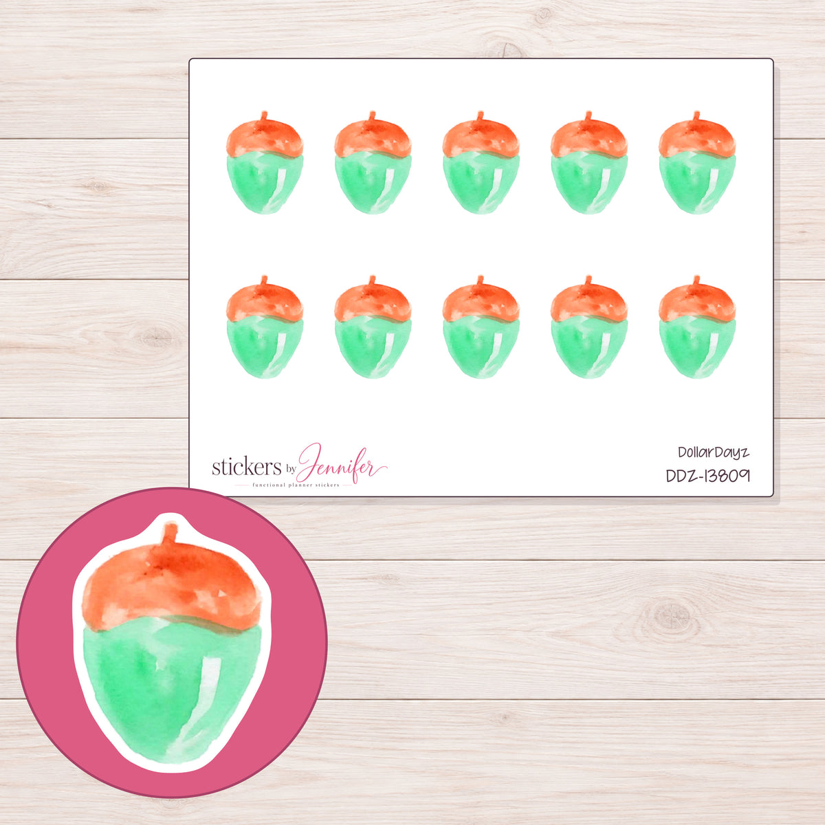 DDZ-13809 planner sticker sheet with enlarged sticker detail