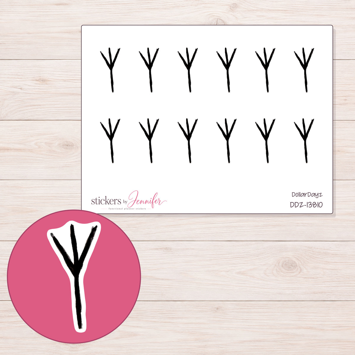 DDZ-13810 planner sticker sheet with enlarged sticker detail