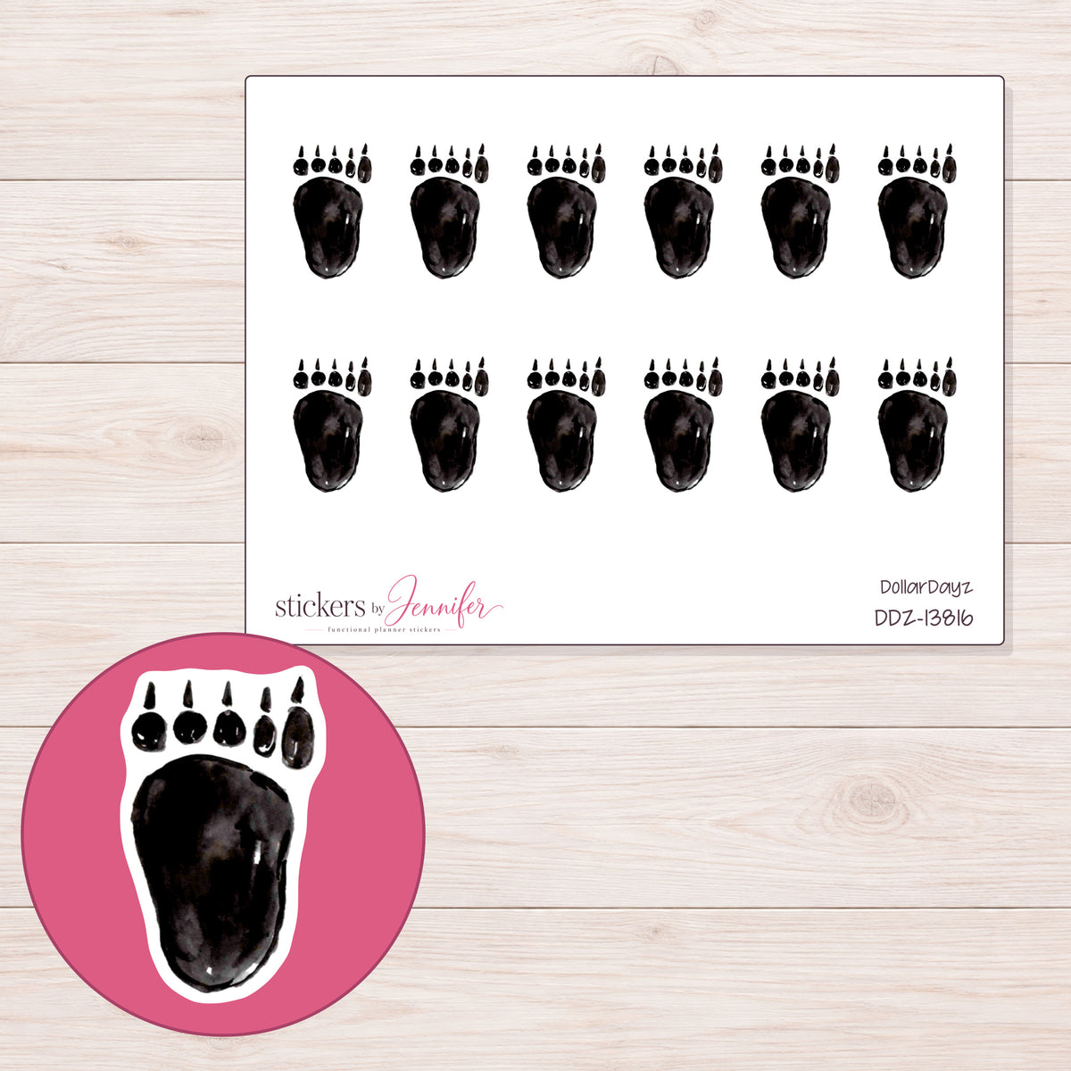 DDZ-13816 planner sticker sheet with enlarged sticker detail