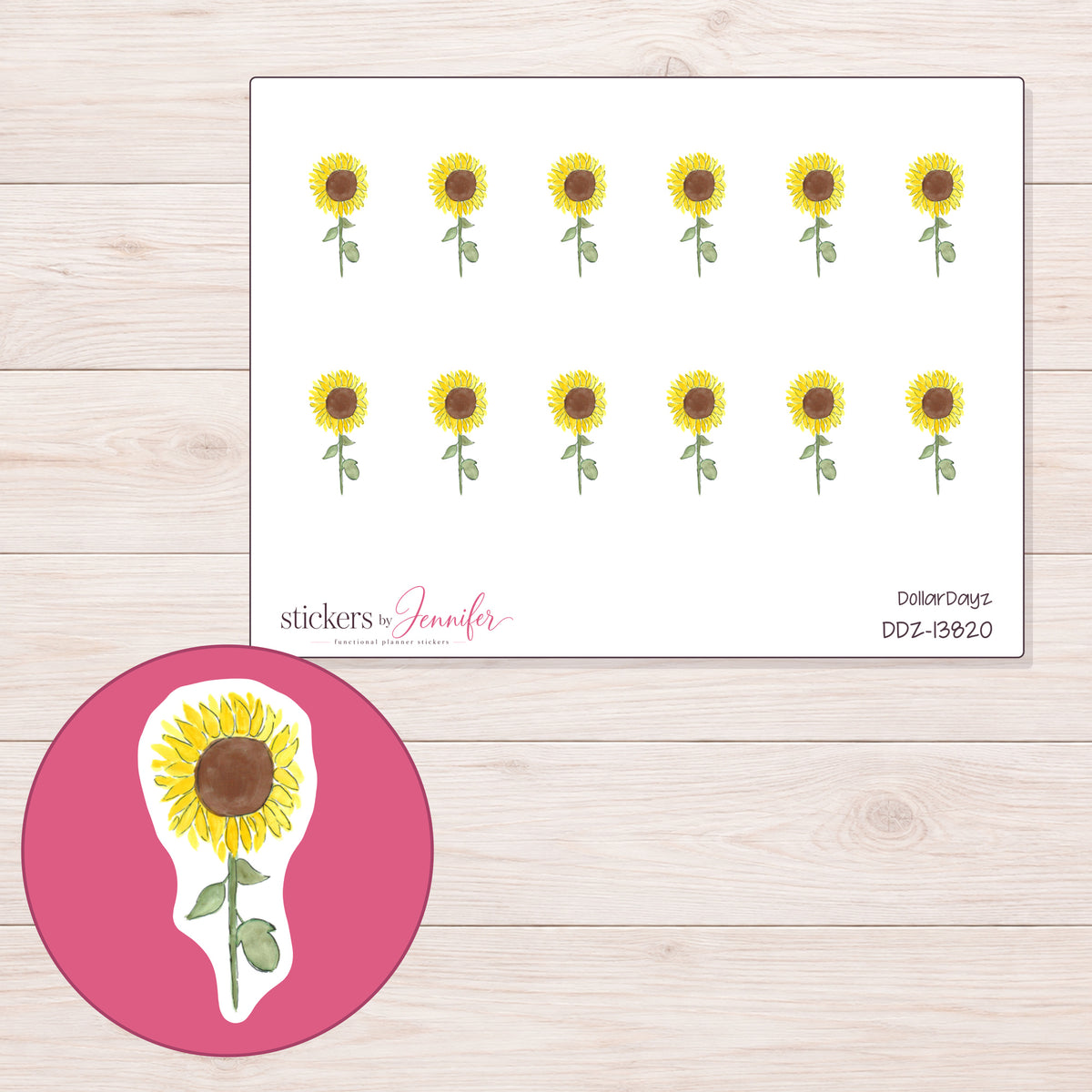 DDZ-13820 planner sticker sheet with enlarged sticker detail