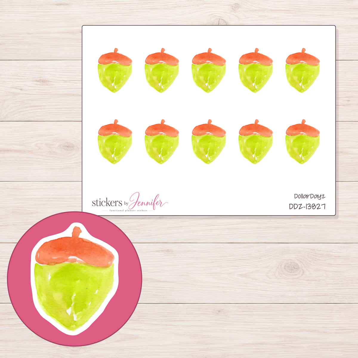 DDZ-13827 planner sticker sheet with enlarged sticker detail