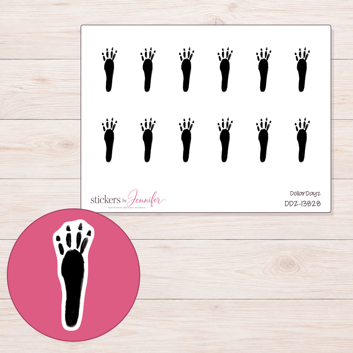 DDZ-13828 planner sticker sheet with enlarged sticker detail