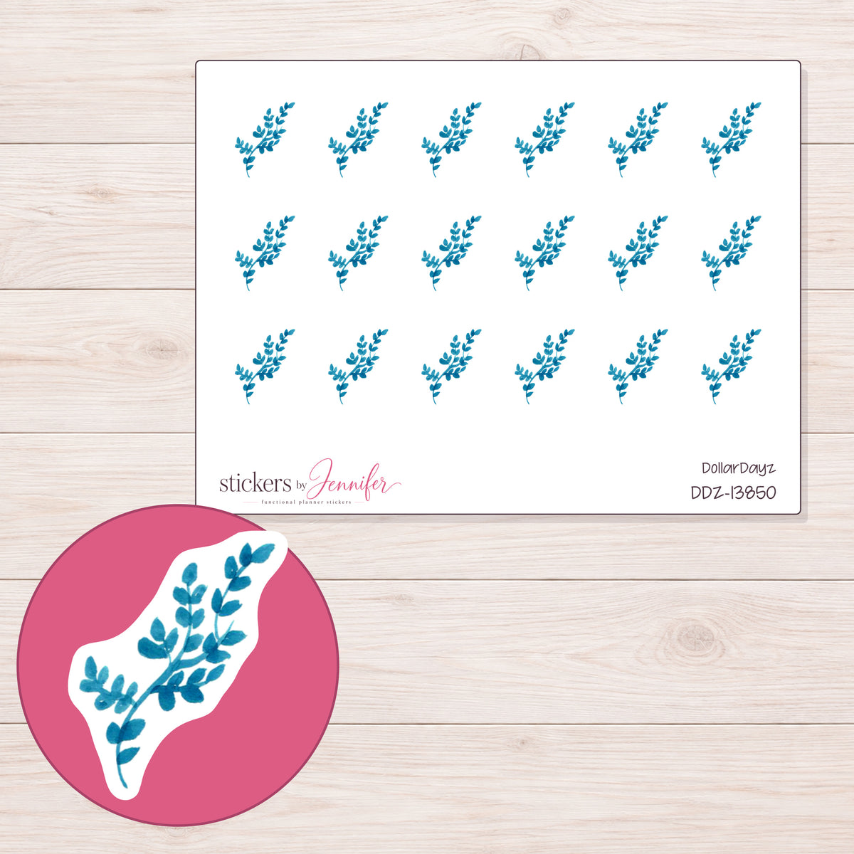 DDZ-13850 planner sticker sheet with enlarged sticker detail