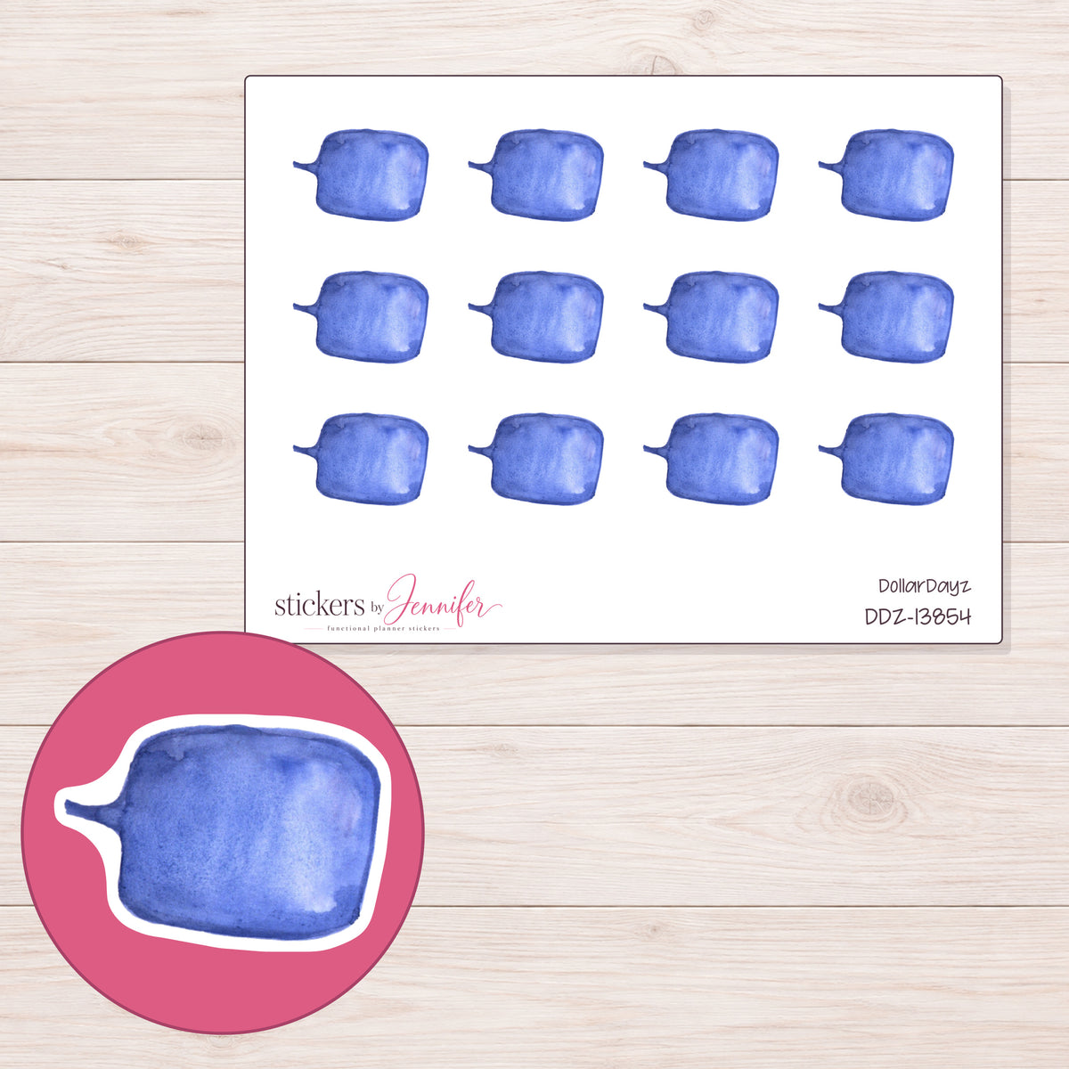 DDZ-13854 planner sticker sheet with enlarged sticker detail