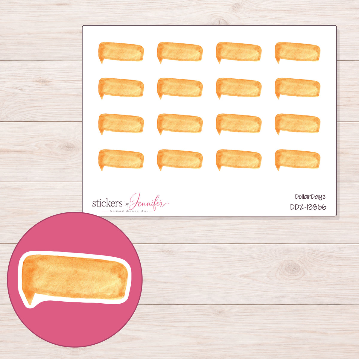 DDZ-13866 planner sticker sheet with enlarged sticker detail