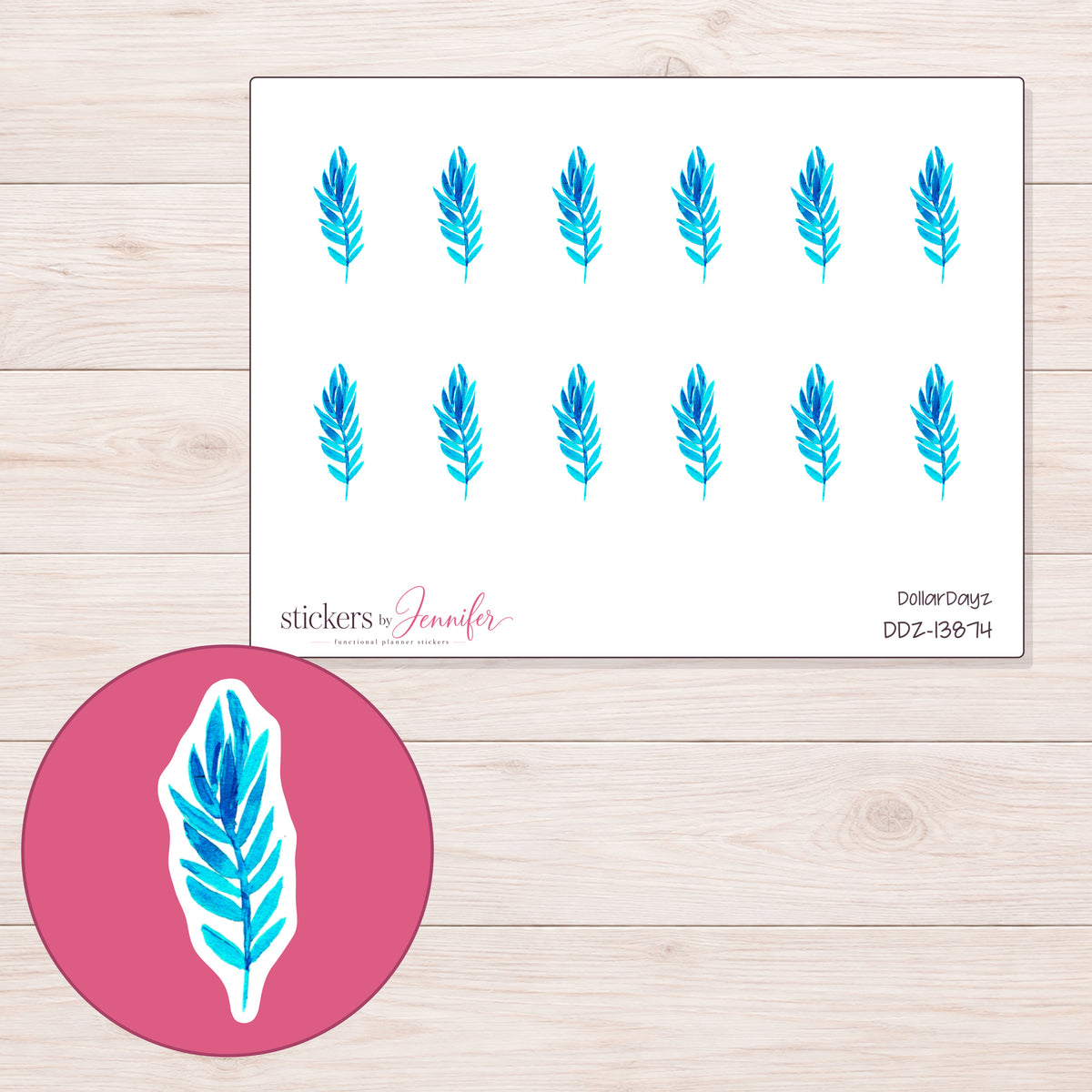 DDZ-13874 planner sticker sheet with enlarged sticker detail