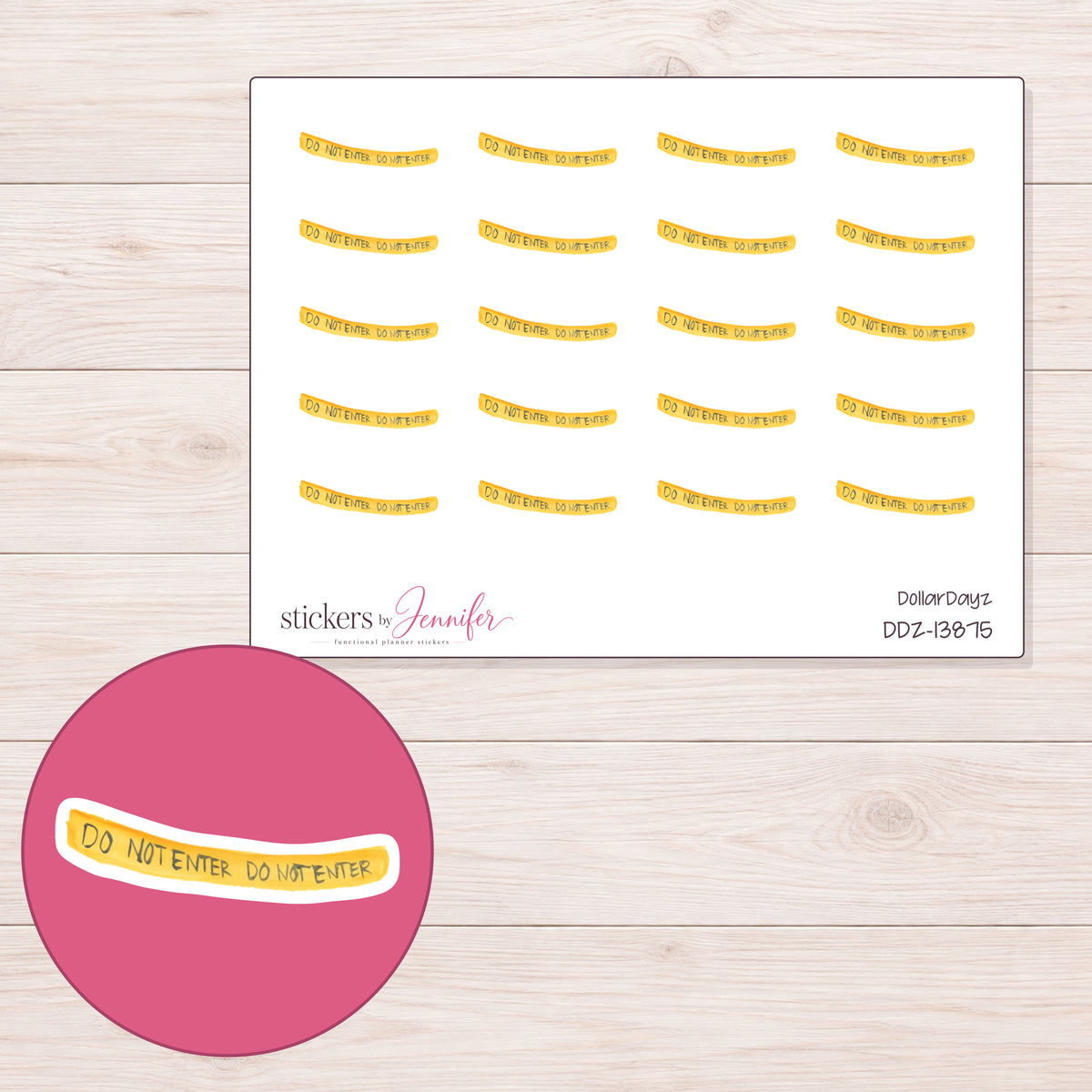 DDZ-13875 planner sticker sheet with enlarged sticker detail