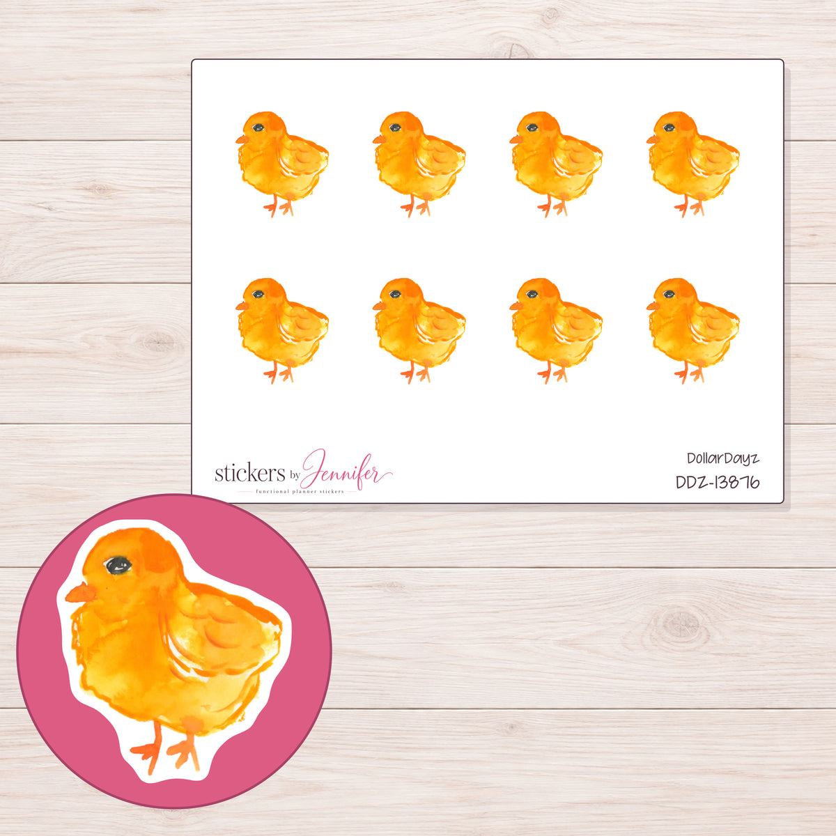 DDZ-13876 planner sticker sheet with enlarged sticker detail