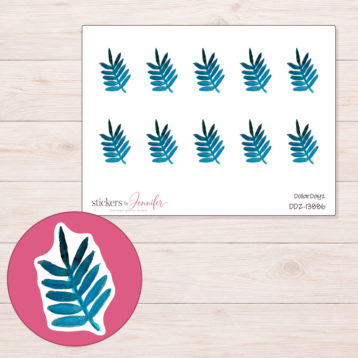 DDZ-13886 planner sticker sheet with enlarged sticker detail