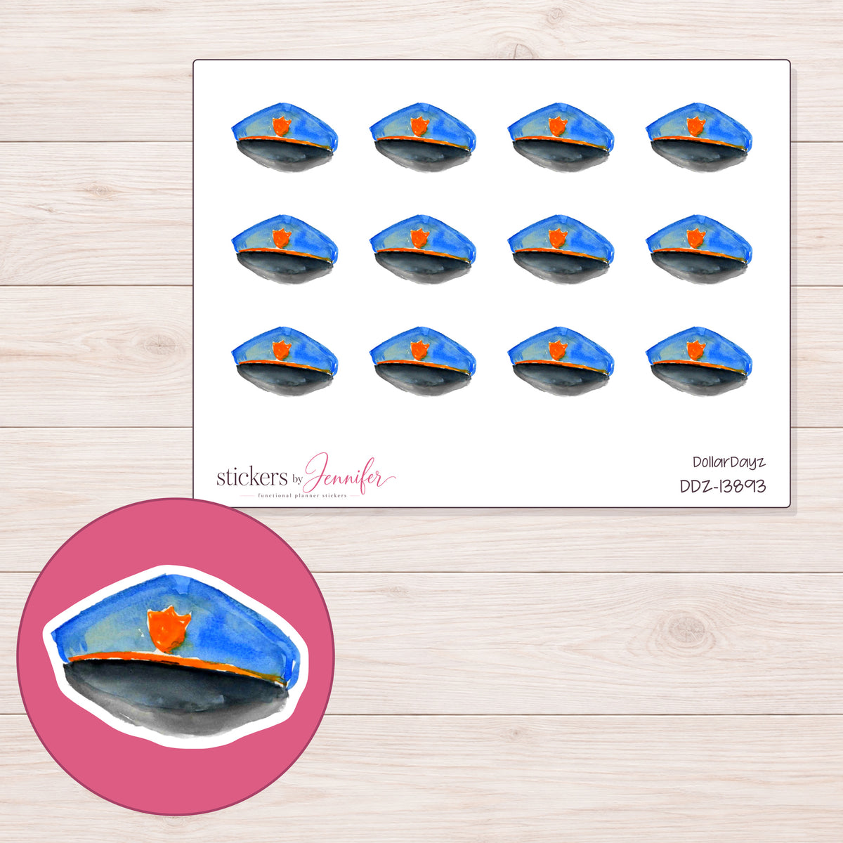 DDZ-13893 planner sticker sheet with enlarged sticker detail