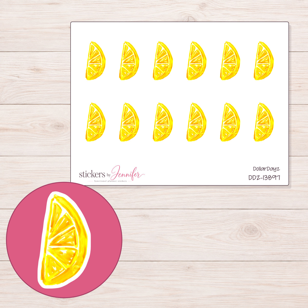 DDZ-13897 planner sticker sheet with enlarged sticker detail