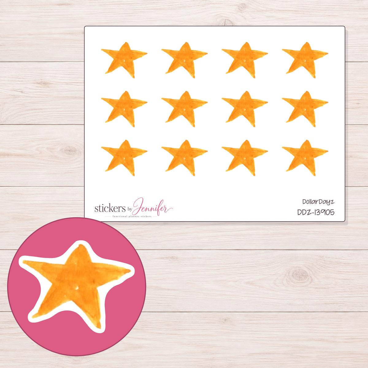 DDZ-13905 planner sticker sheet with enlarged sticker detail