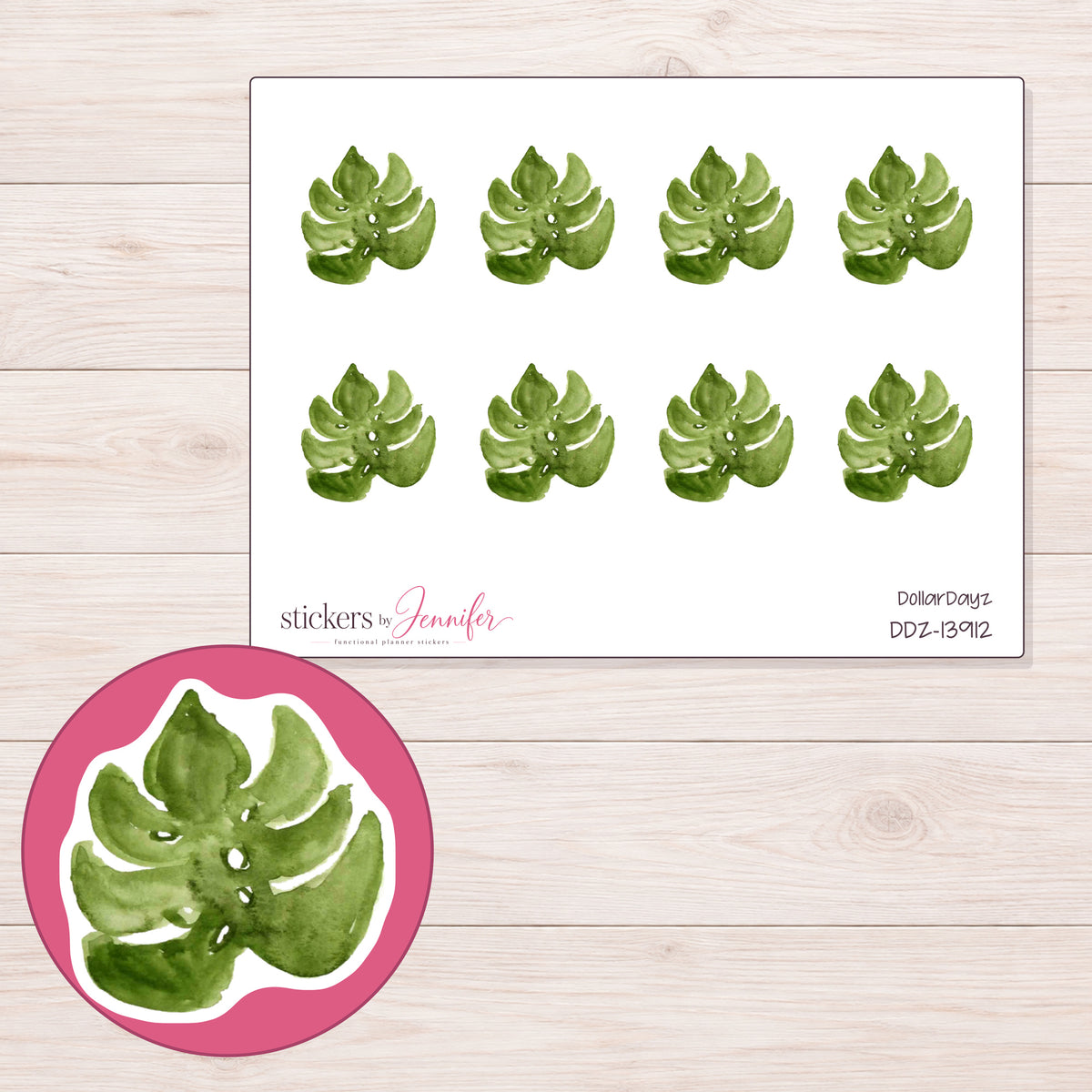DDZ-13912 planner sticker sheet with enlarged sticker detail