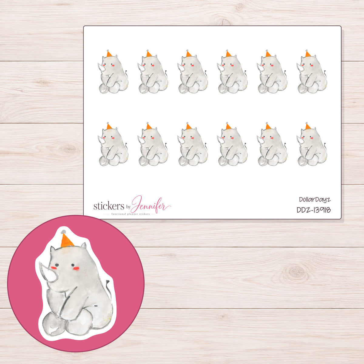 DDZ-13918 planner sticker sheet with enlarged sticker detail
