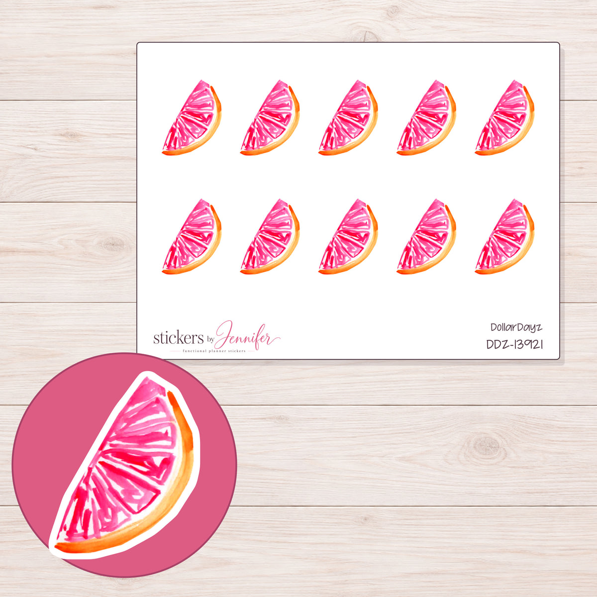 DDZ-13921 planner sticker sheet with enlarged sticker detail
