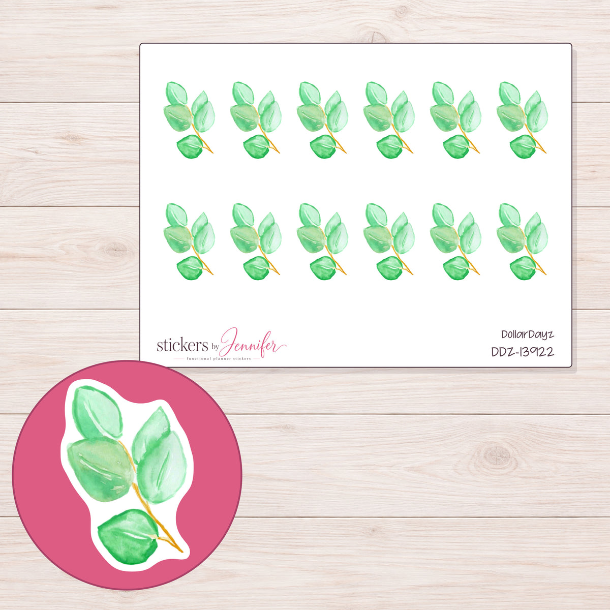 DDZ-13922 planner sticker sheet with enlarged sticker detail