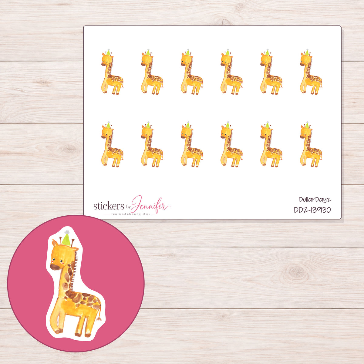 DDZ-13930 planner sticker sheet with enlarged sticker detail