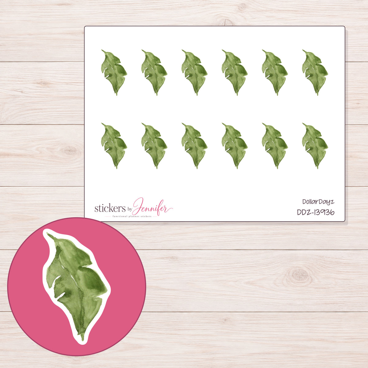 DDZ-13936 planner sticker sheet with enlarged sticker detail