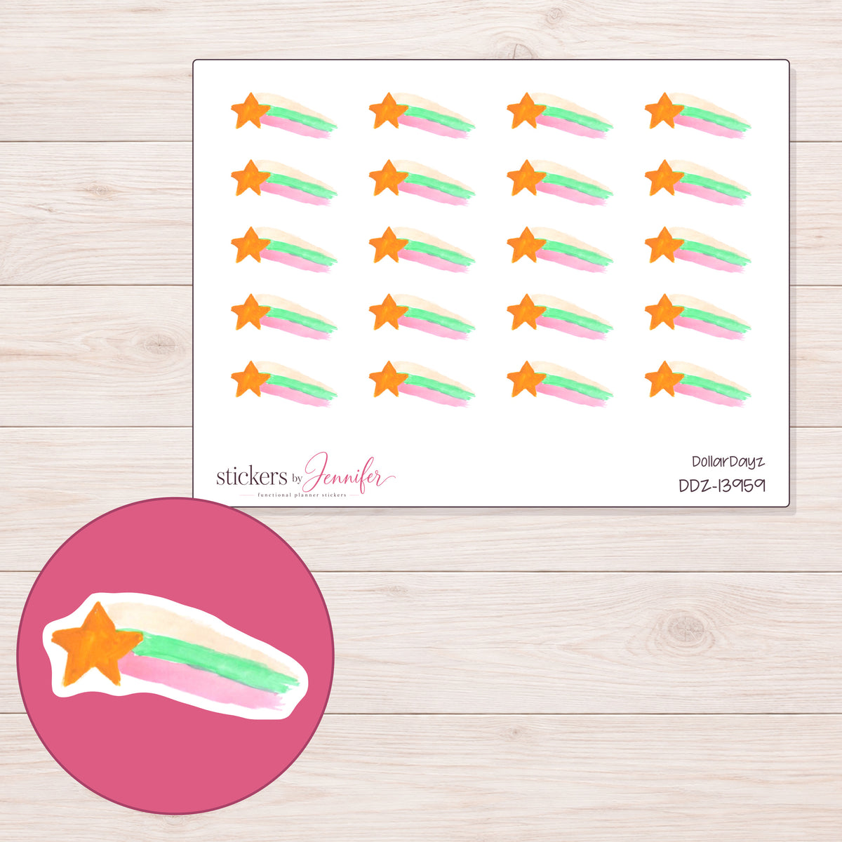 DDZ-13959 planner sticker sheet with enlarged sticker detail
