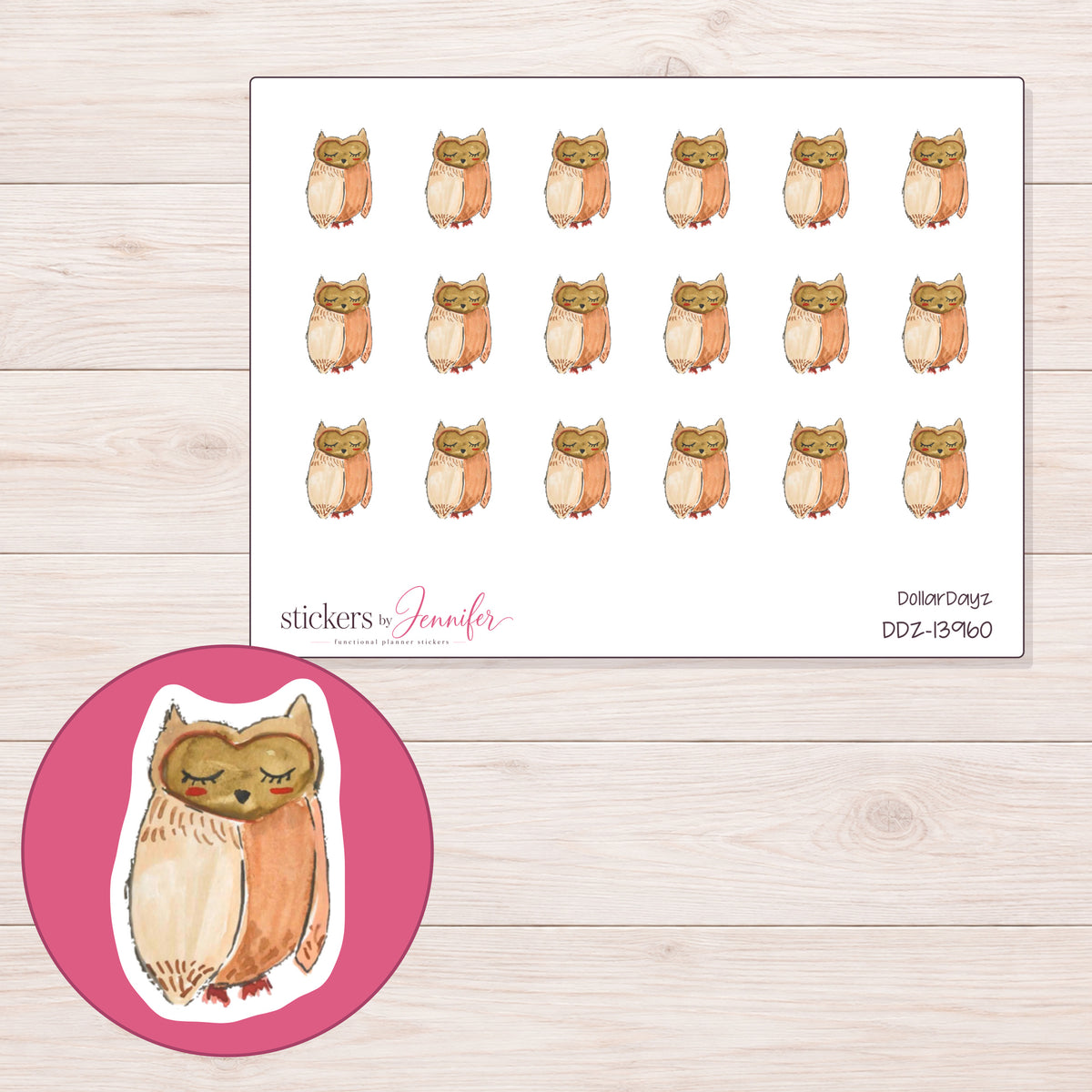 DDZ-13960 planner sticker sheet with enlarged sticker detail