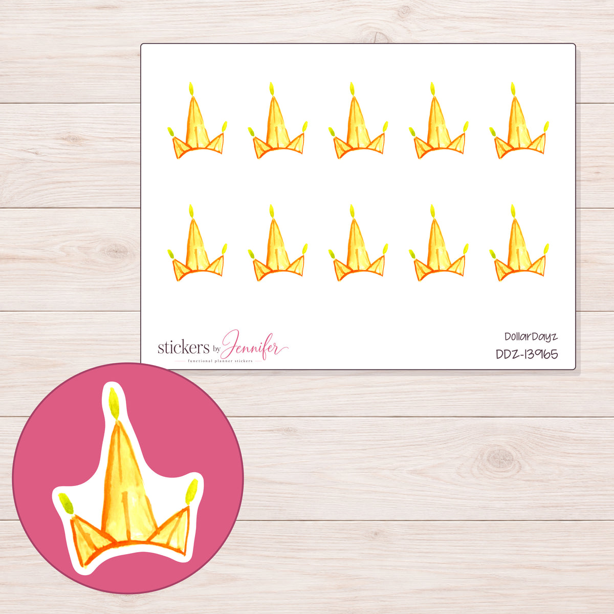 DDZ-13965 planner sticker sheet with enlarged sticker detail
