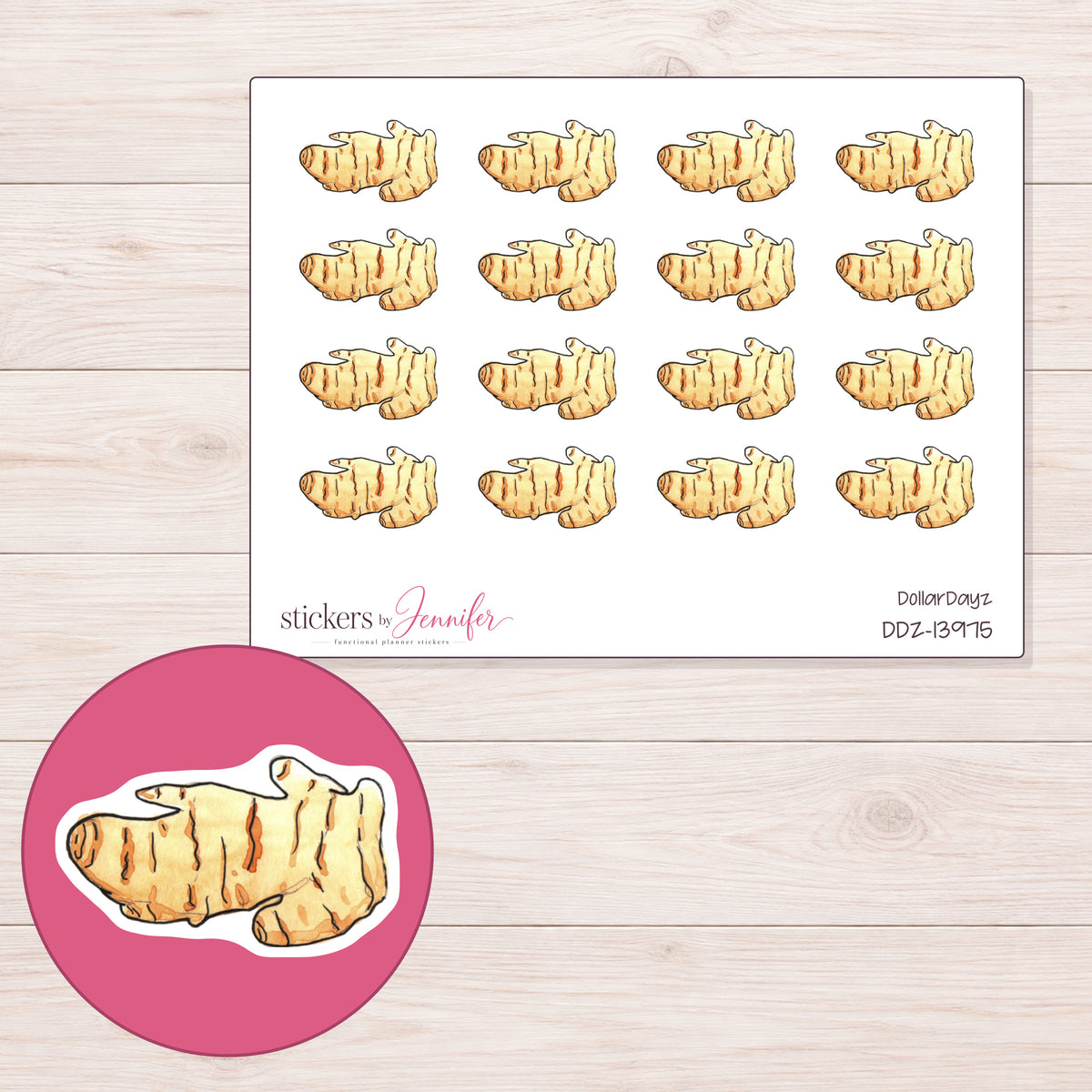 DDZ-13975 planner sticker sheet with enlarged sticker detail