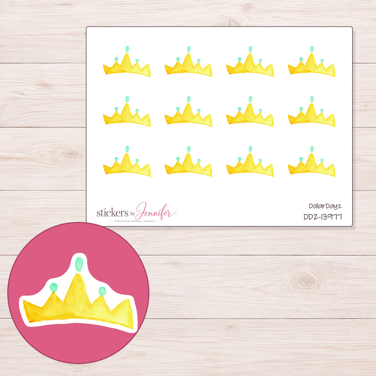 DDZ-13977 planner sticker sheet with enlarged sticker detail