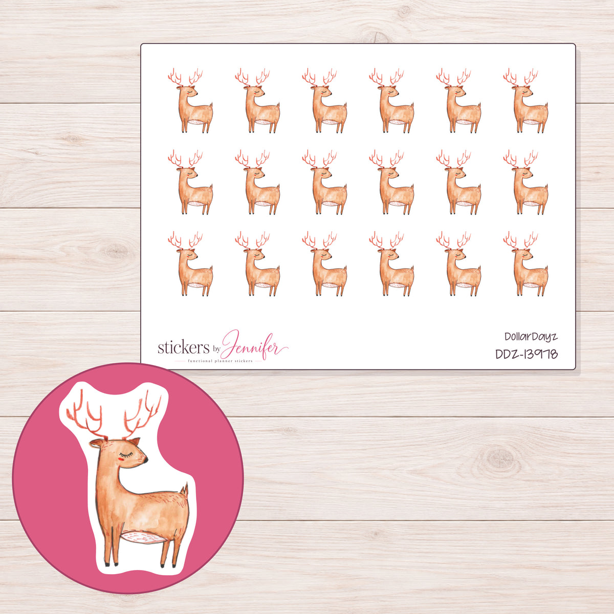 DDZ-13978 planner sticker sheet with enlarged sticker detail