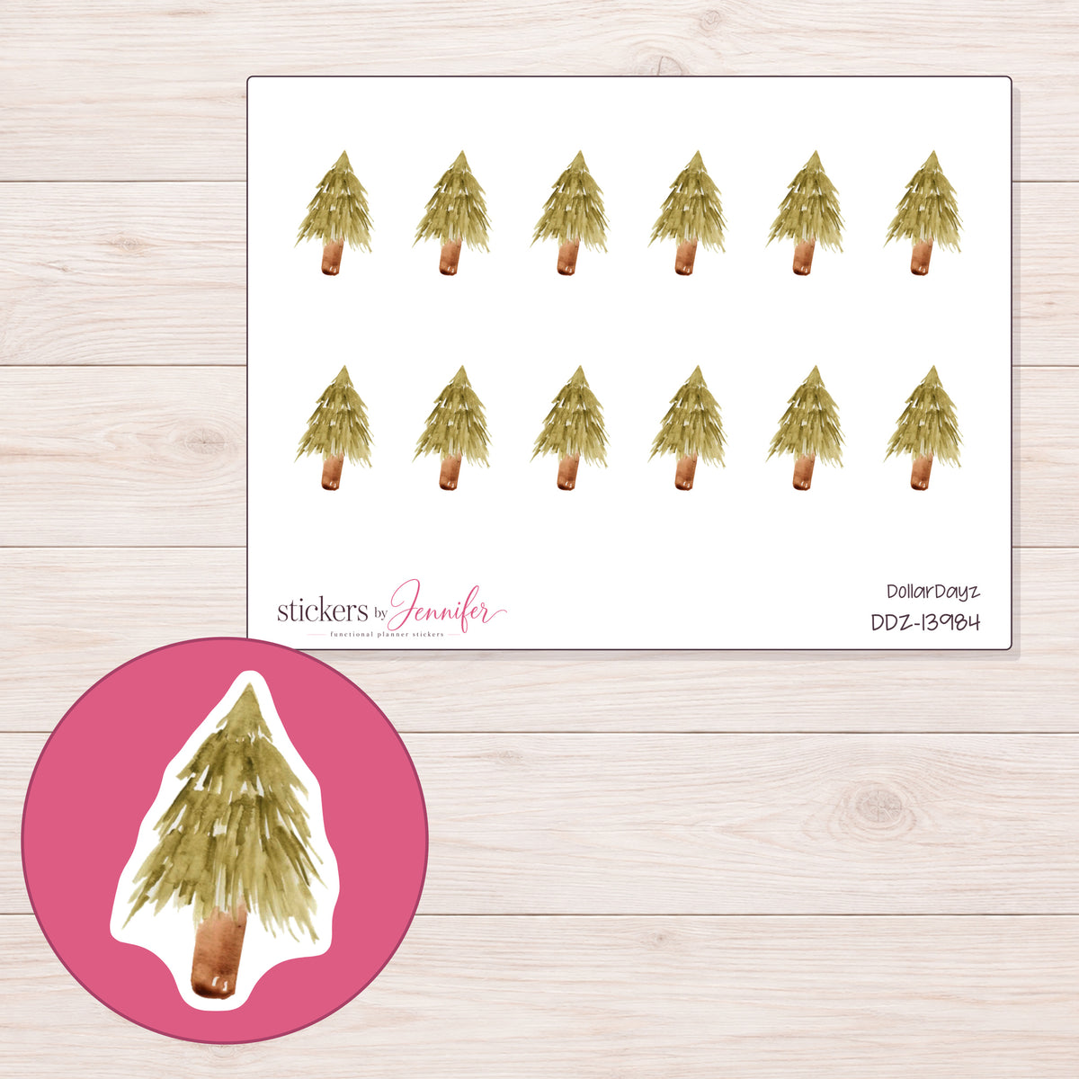 DDZ-13984 planner sticker sheet with enlarged sticker detail