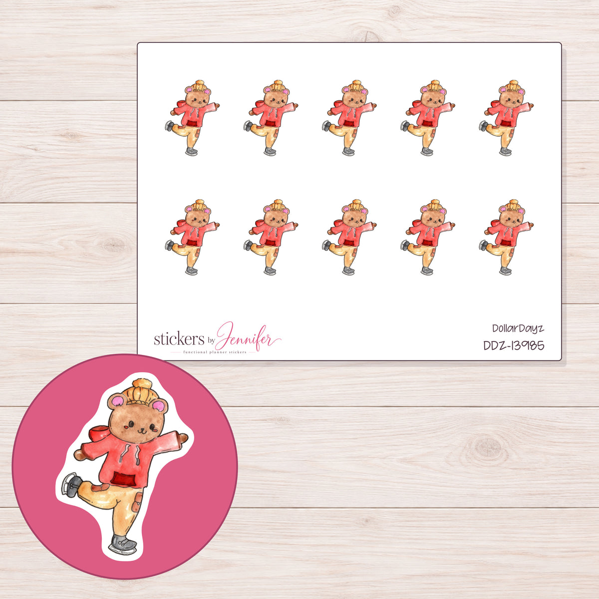 DDZ-13985 planner sticker sheet with enlarged sticker detail
