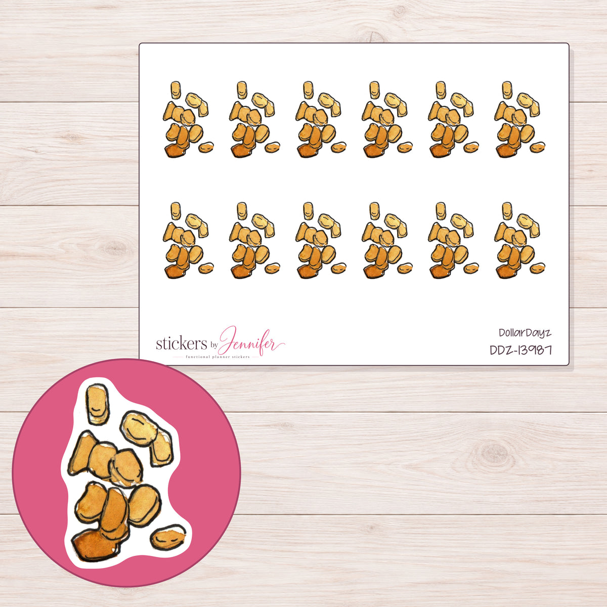 DDZ-13987 planner sticker sheet with enlarged sticker detail