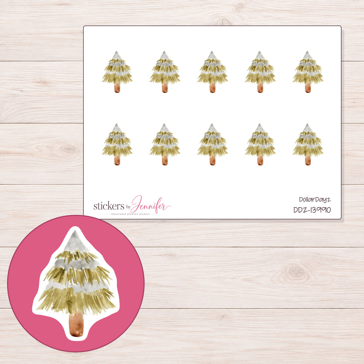 DDZ-13990 planner sticker sheet with enlarged sticker detail