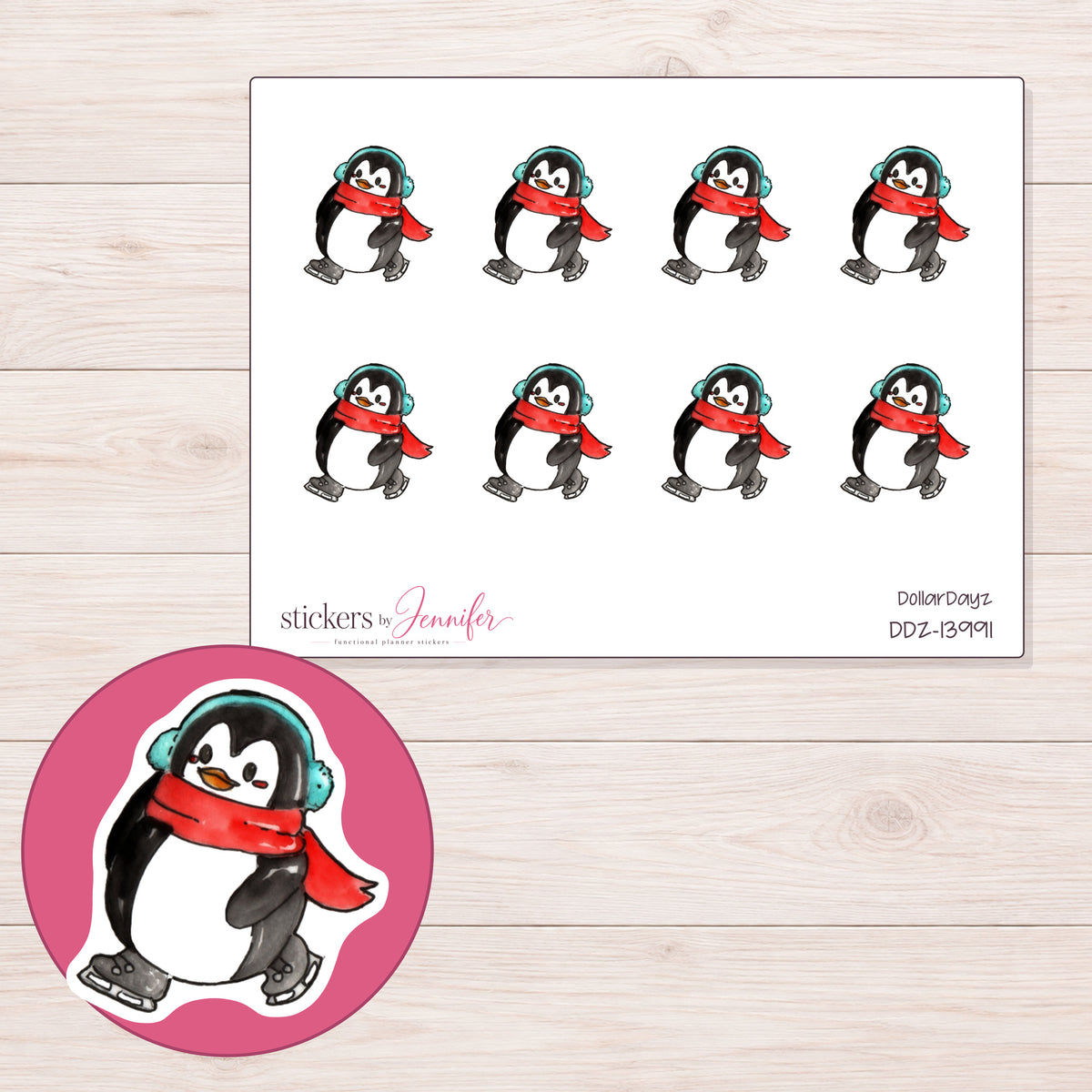 DDZ-13991 planner sticker sheet with enlarged sticker detail